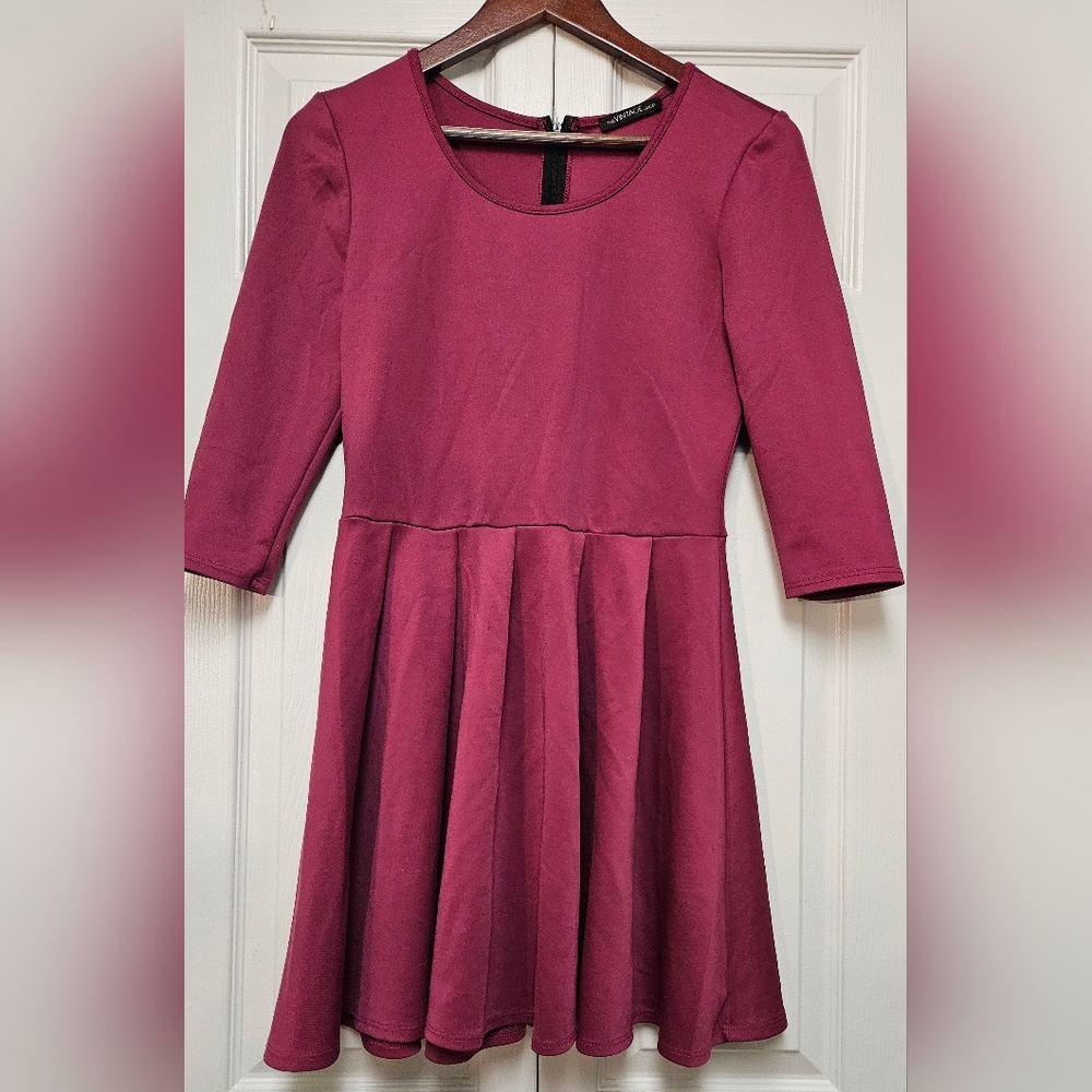 Burgundy Skater Style Dress